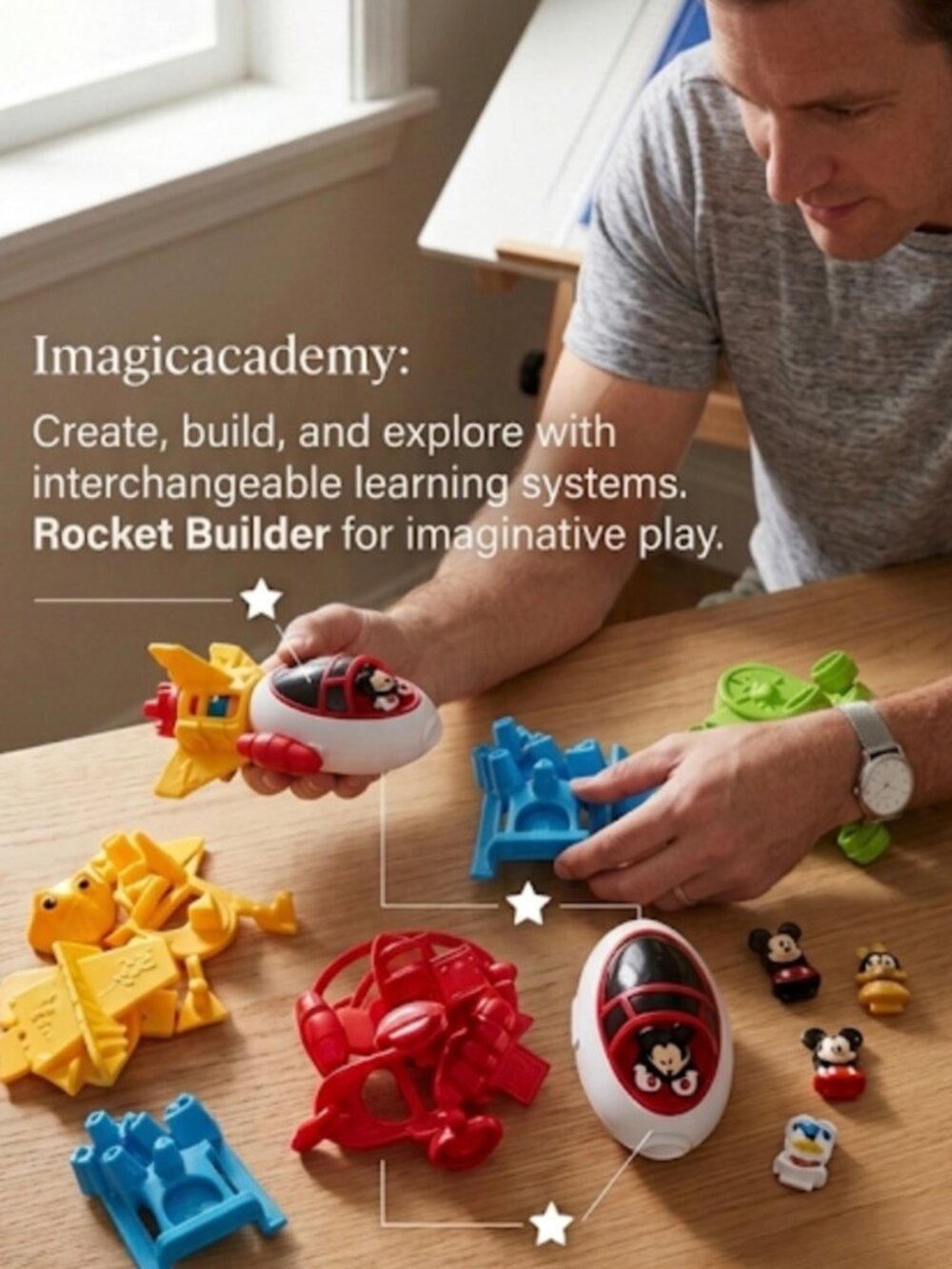 Disney Imagicademy Mickey Rocket Builder Complete 21-Pc Set Interchangeable Toy